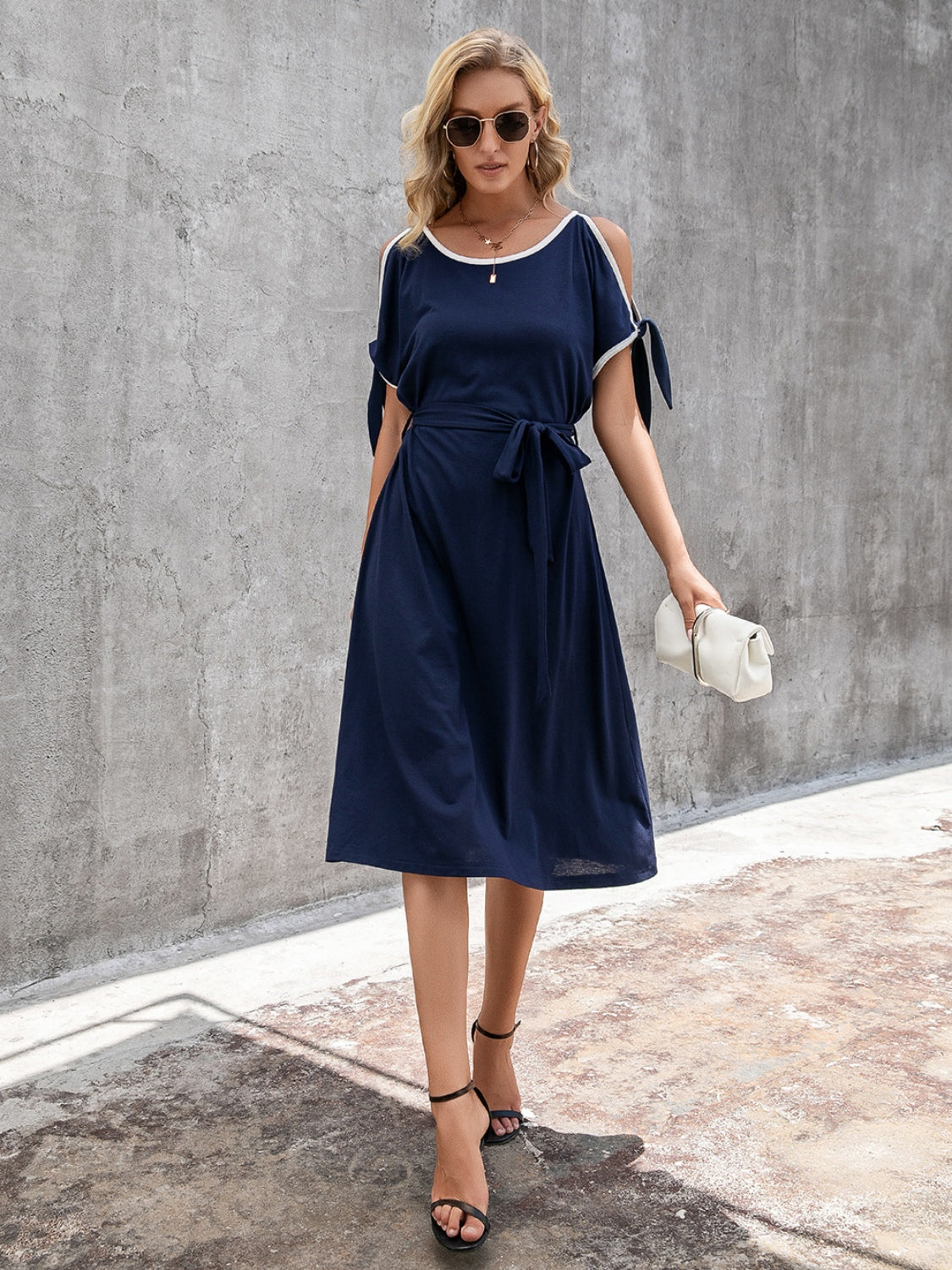 Round Neck Cold Shoulder Dress