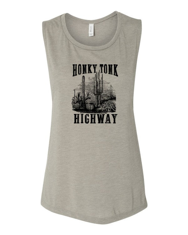 Honky Tonk Highway Print Muscle Tank