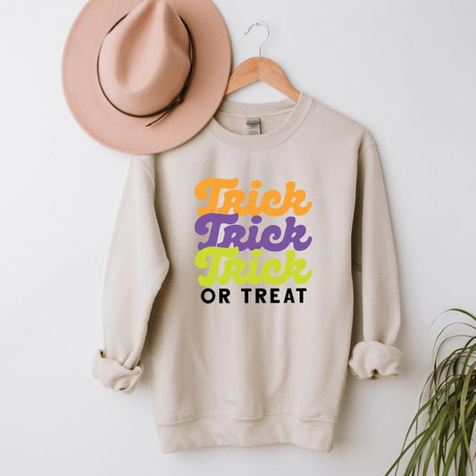 Trick Or Treat Colorful Stacked Graphic Sweatshirt