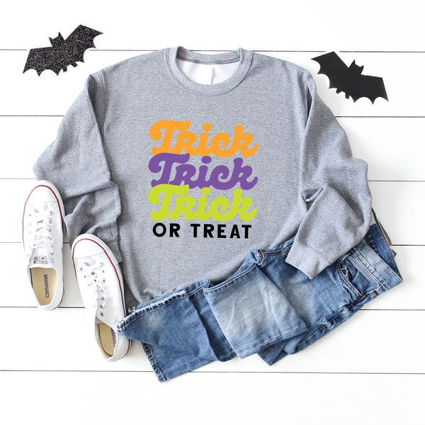 Trick Or Treat Colorful Stacked Graphic Sweatshirt