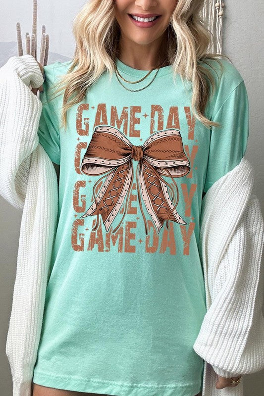 Game Day Football Bow Graphic Tee