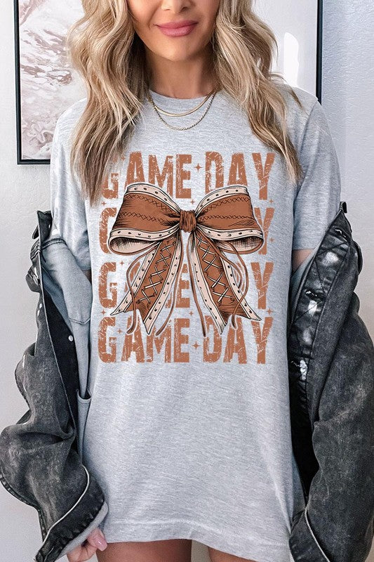 Game Day Football Bow Graphic Tee