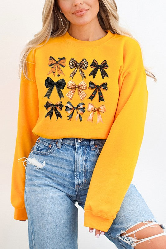 Halloween Orange Black Bows Stack Sweatshirt