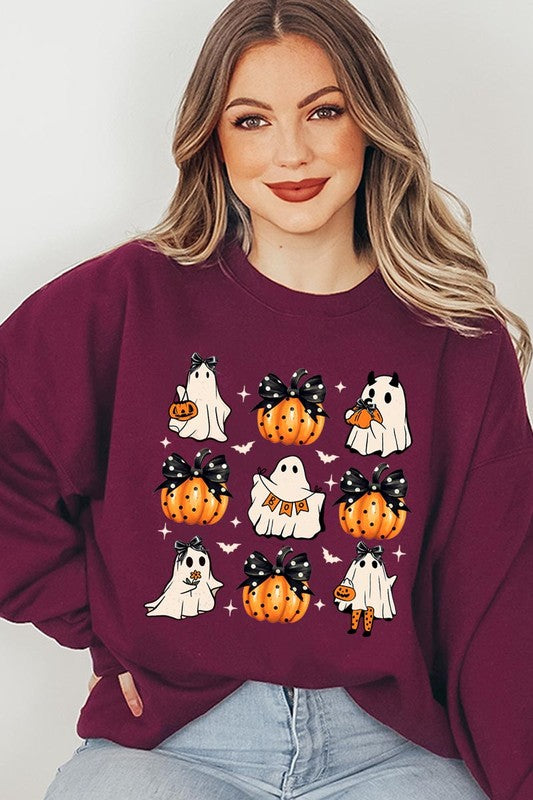 Cute Ghost Fall Pumpkin Graphic Fleece Sweatshirts