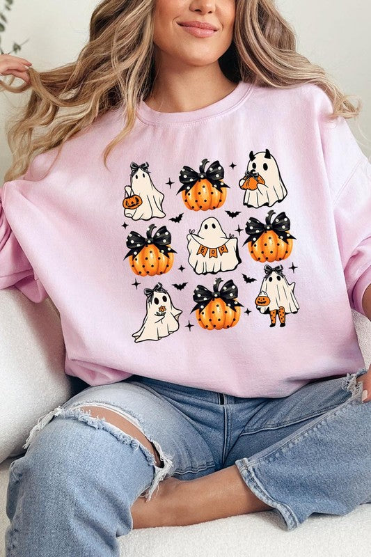 Cute Ghost Fall Pumpkin Graphic Fleece Sweatshirts