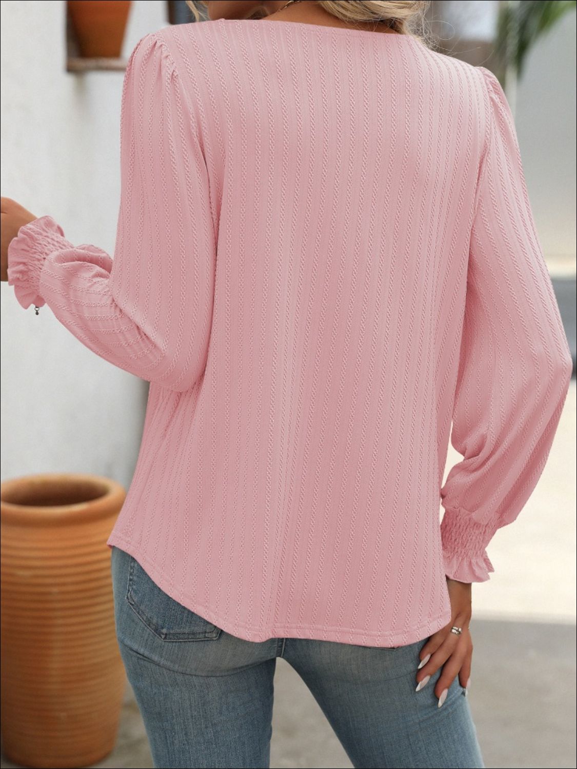 Square Neck Long Sleeve Top