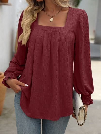 Square Neck Long Sleeve Top