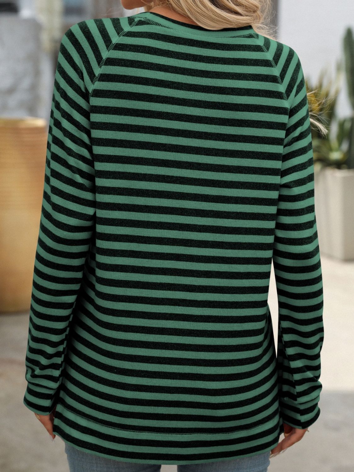 Striped Round Neck Long Sleeve T-Shirt