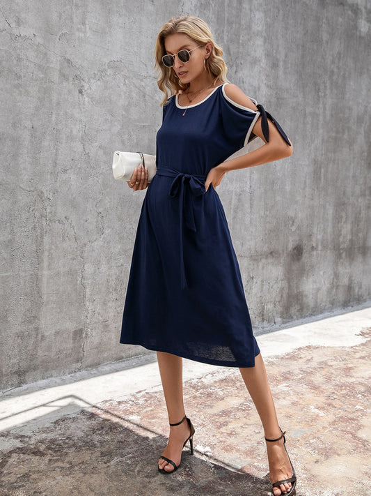 Round Neck Cold Shoulder Dress