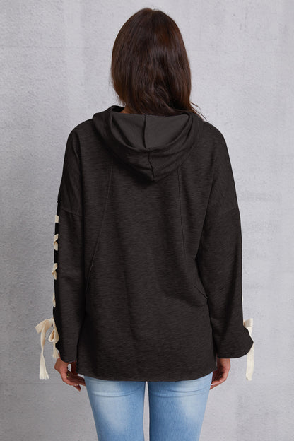 Tied Dropped Shoulder Hoodie