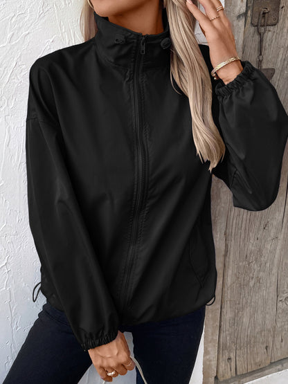 Pocketed Zip Up Long Sleeve Jacket