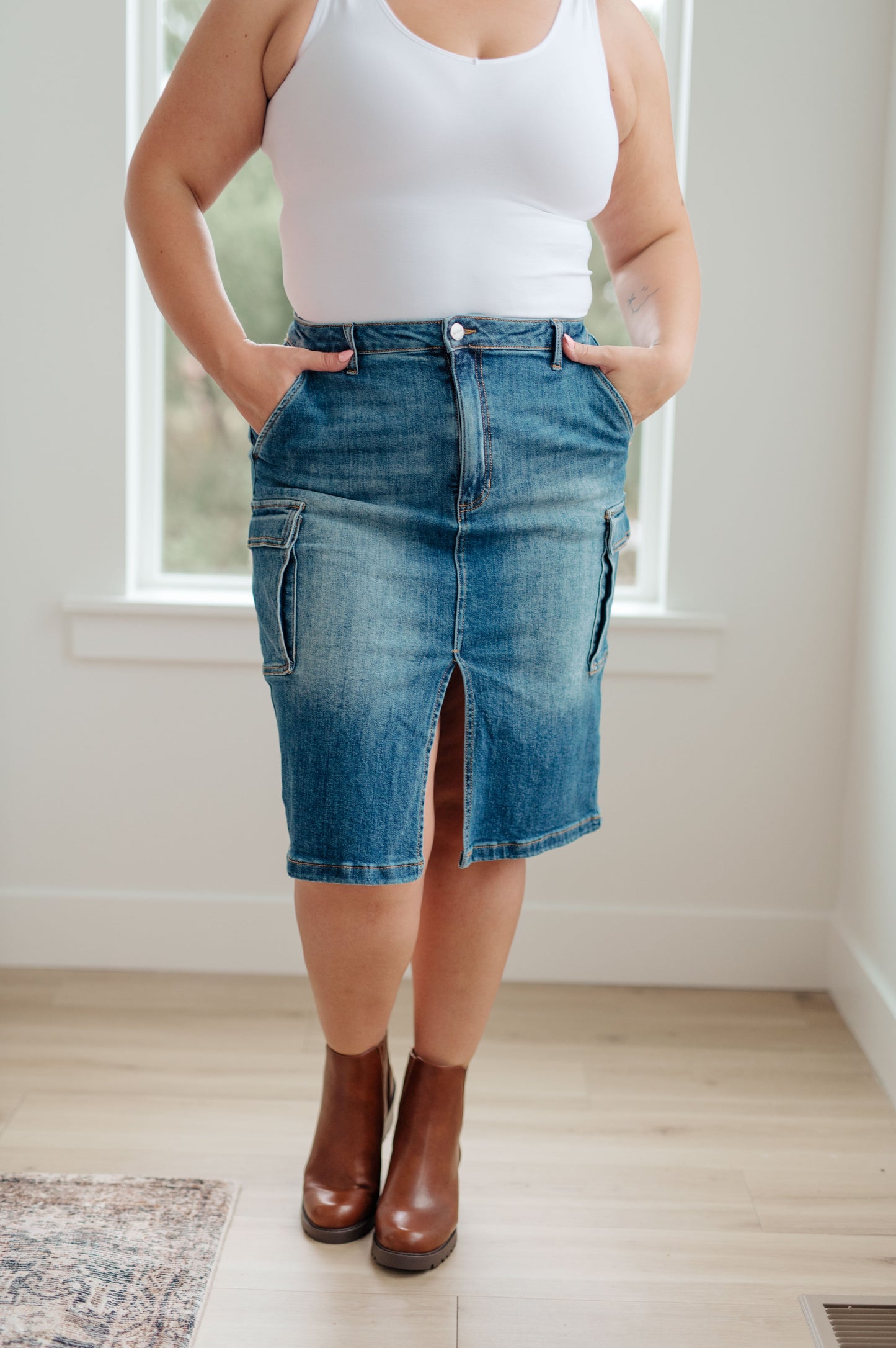 RISEN -Always Be There Cargo Denim Skirt