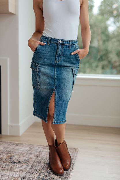 RISEN -Always Be There Cargo Denim Skirt