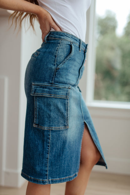 RISEN -Always Be There Cargo Denim Skirt