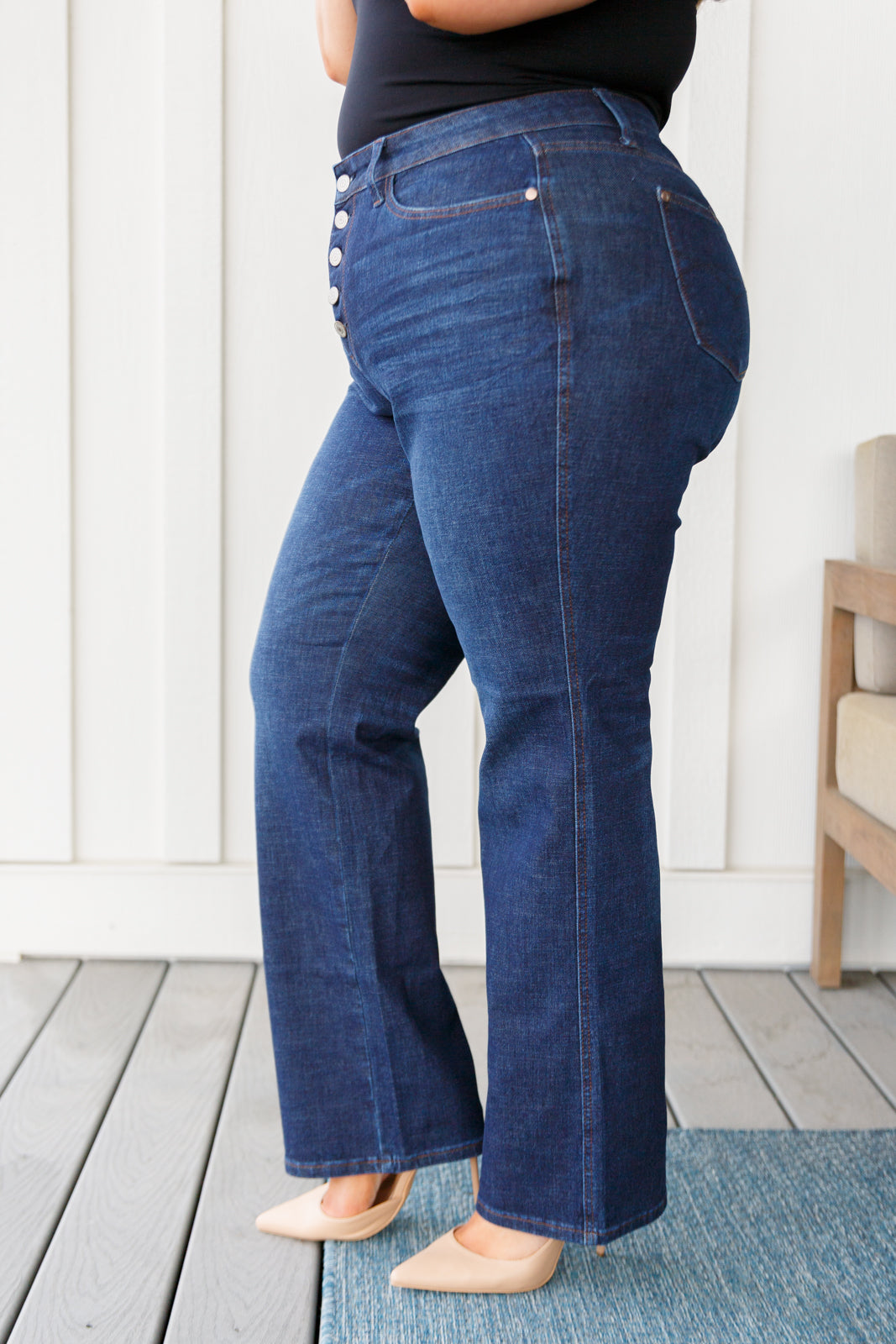 JUDY BLUE Button-Fly Straight Jeans