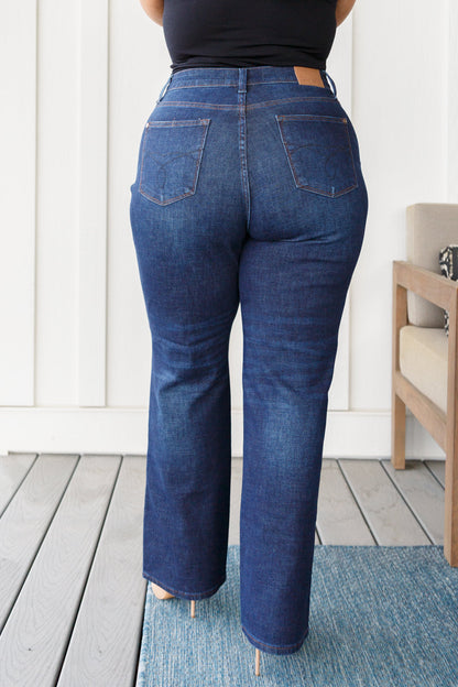 JUDY BLUE Button-Fly Straight Jeans