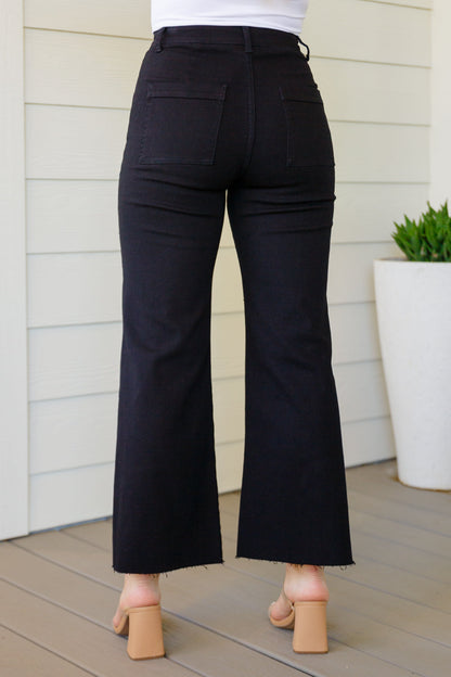 ANNIE WEAR High Rise Wide Leg Crop Jeans in Black