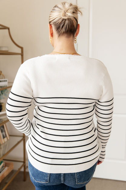 ONE ELEVEN NORTH - Be Still V-Neck Striped Sweater