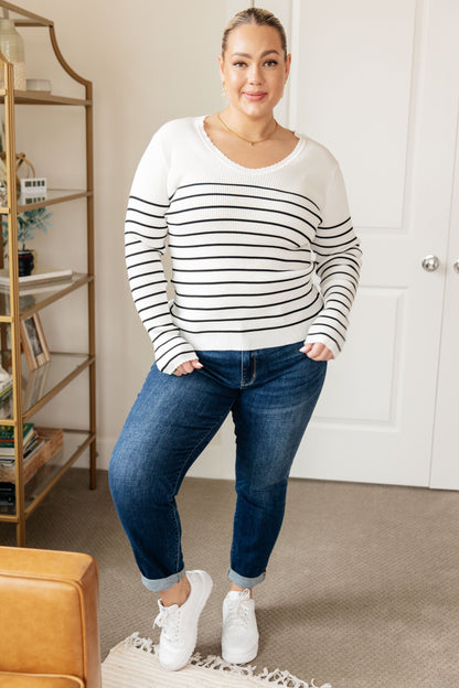 ONE ELEVEN NORTH - Be Still V-Neck Striped Sweater