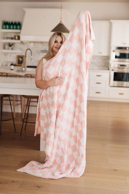 Penny Blanket Single Cuddle Size in Pink Check