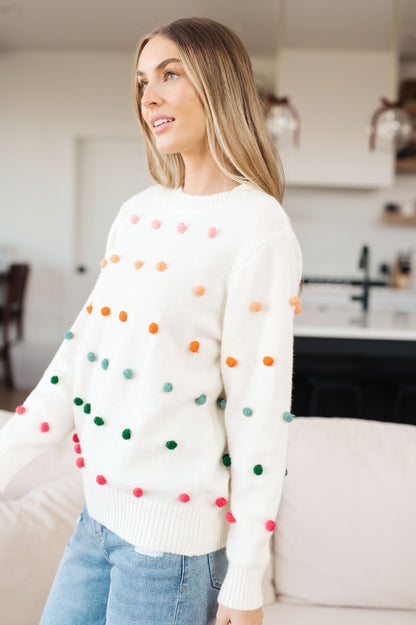 JODIFL - Candy Buttons Pom Detail Sweater