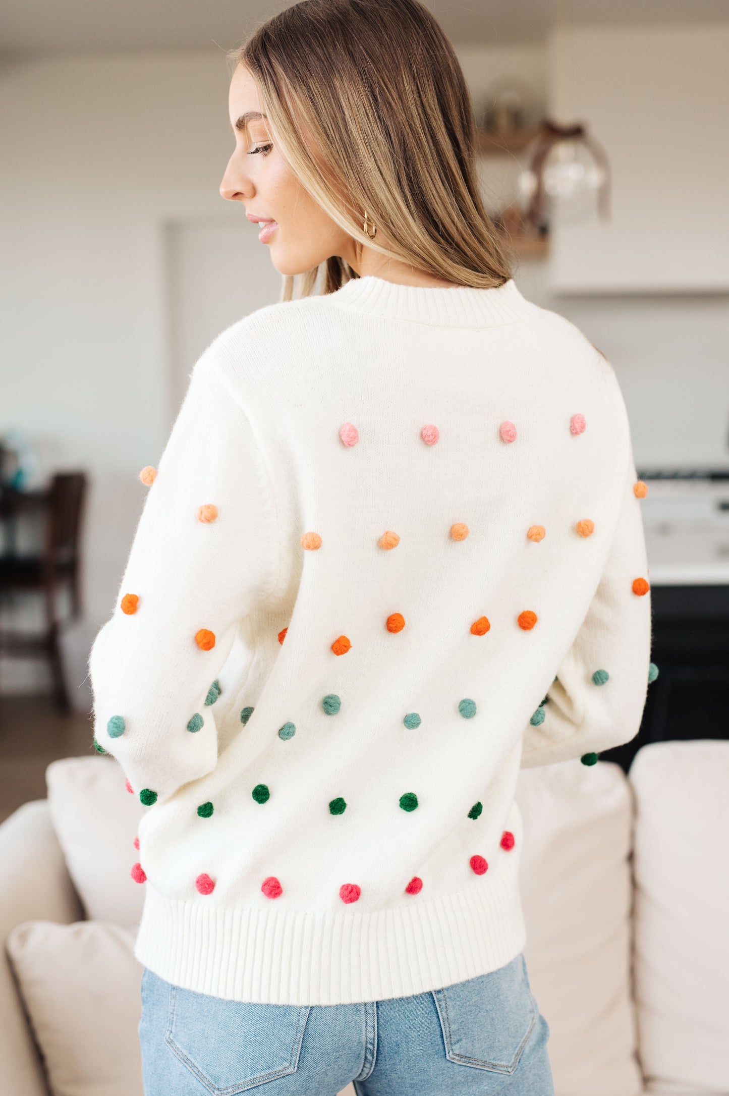 JODIFL - Candy Buttons Pom Detail Sweater