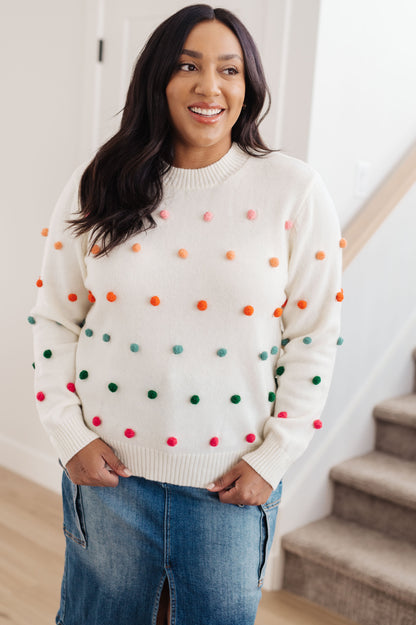 JODIFL - Candy Buttons Pom Detail Sweater