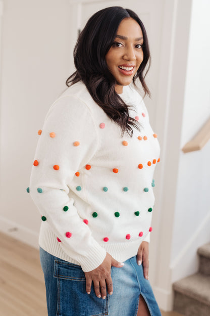 JODIFL - Candy Buttons Pom Detail Sweater