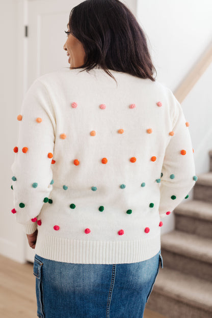 JODIFL - Candy Buttons Pom Detail Sweater