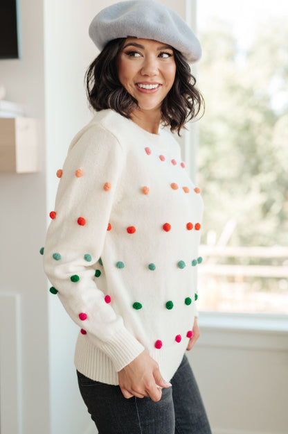 JODIFL - Candy Buttons Pom Detail Sweater