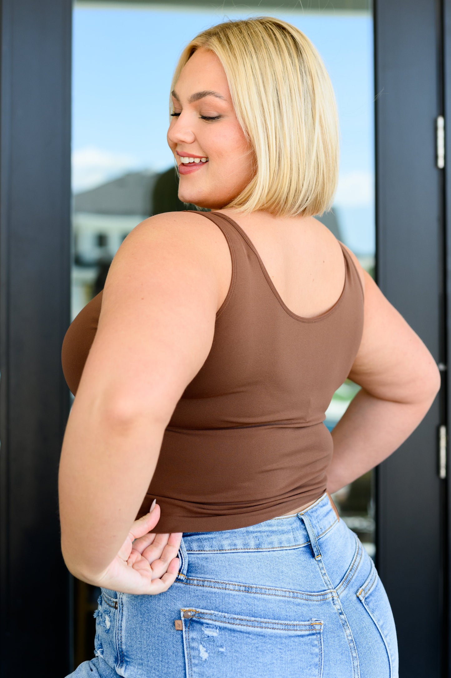 YELETE - Carefree Seamless Reversible Tank in Brown