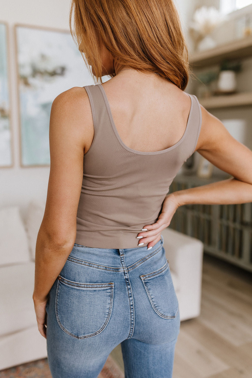 YELETE - Carefree Seamless Reversible Tank in Light Mocha