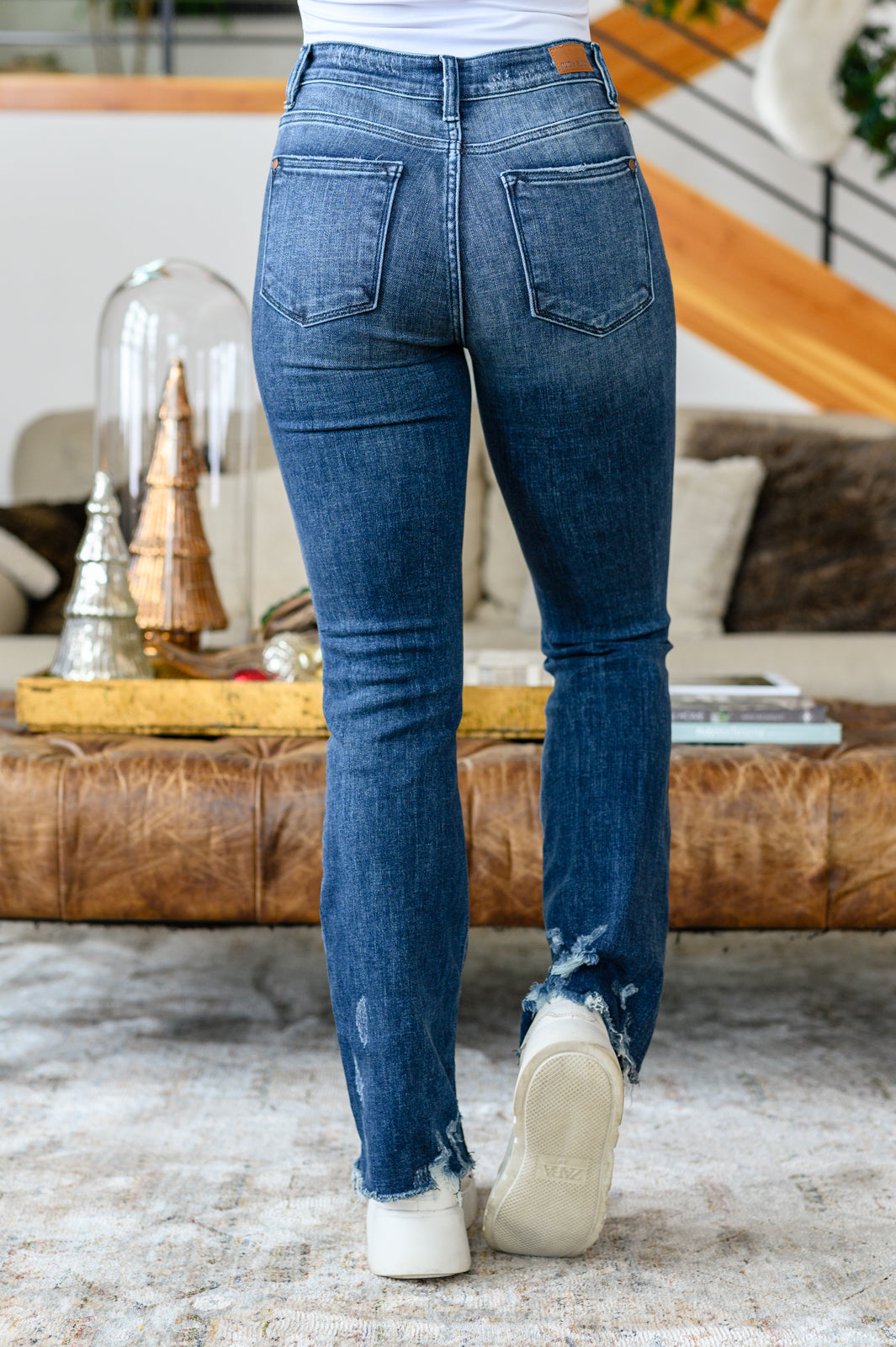 JUDY BLUE - Christine High Contrast Slim Bootcut Destroyed Jeans