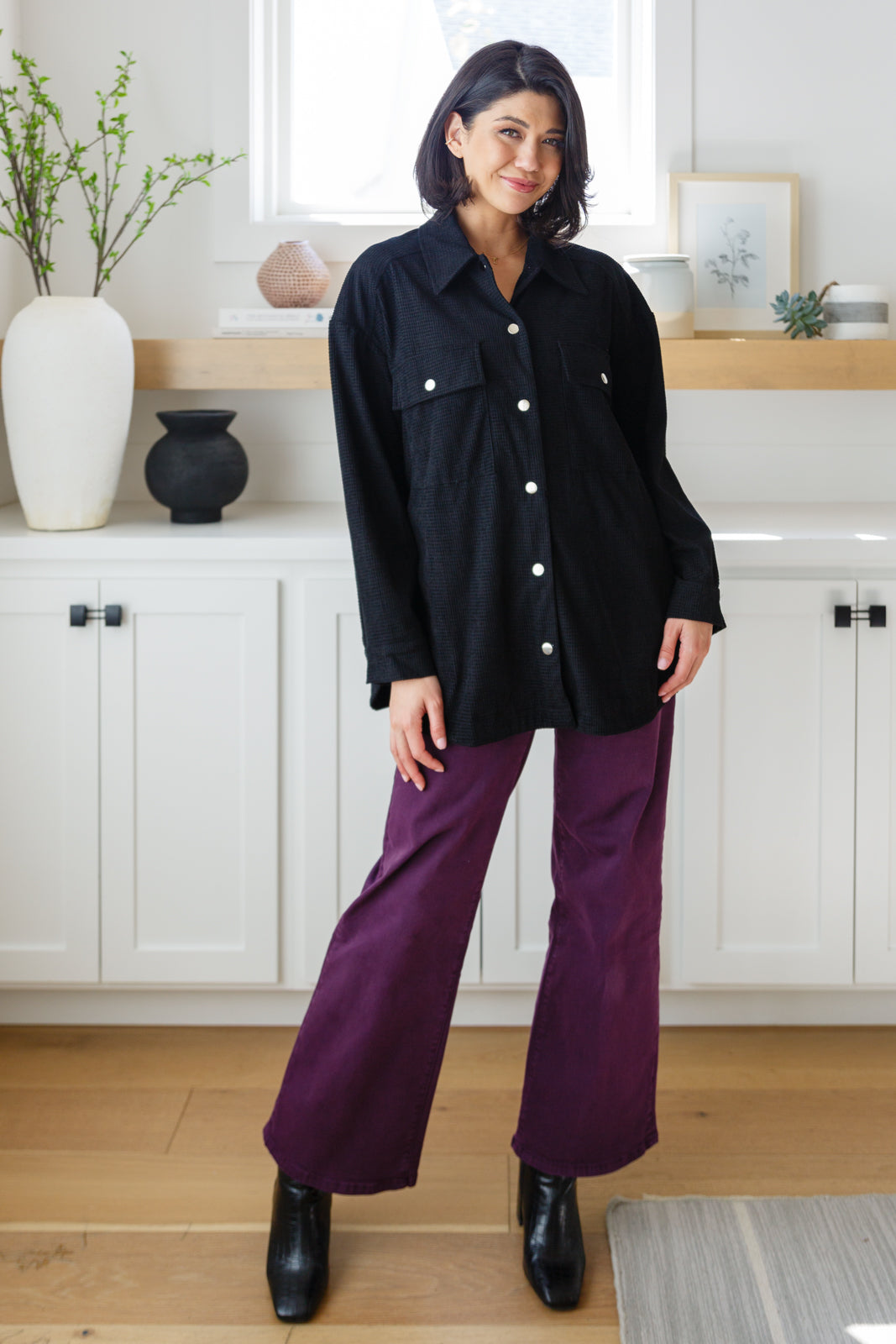 MICA -  High Rise Wide Leg Jeans in Plum