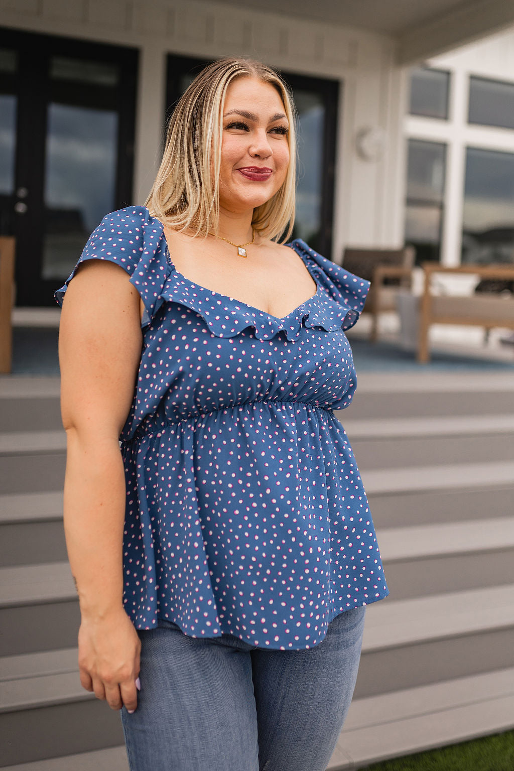 ANDREE BY UNIT - Connect the Dots Peplum Blouse