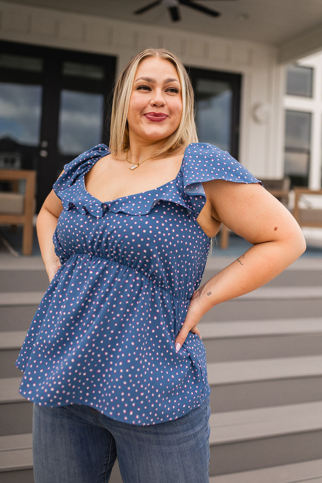 ANDREE BY UNIT - Connect the Dots Peplum Blouse