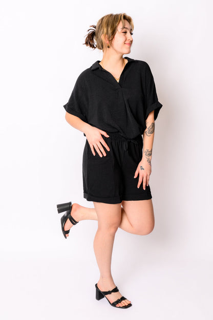 WHITE BIRCH - Because I Said So Dolman Sleeve Top in Black