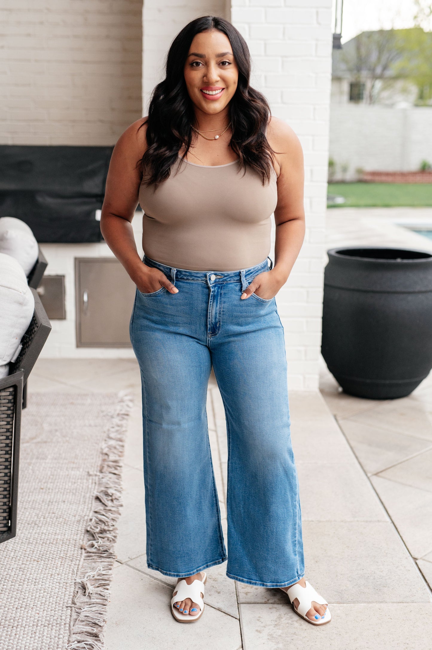 JUDY BLUE High Rise Wide Leg Crop Jeans