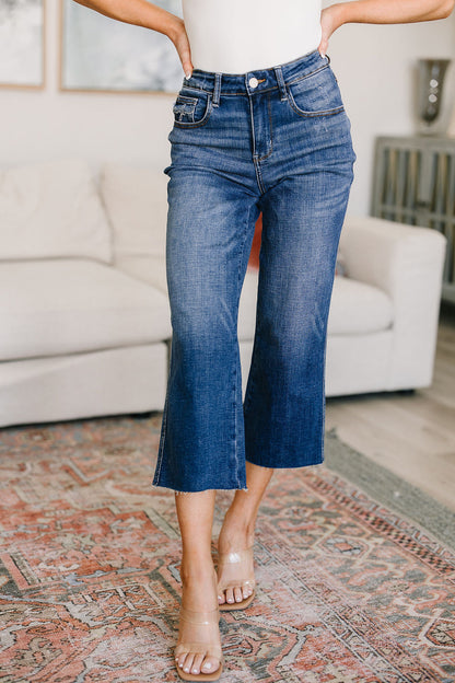 JUDY BLUE High Rise Wide Leg Crop Jeans