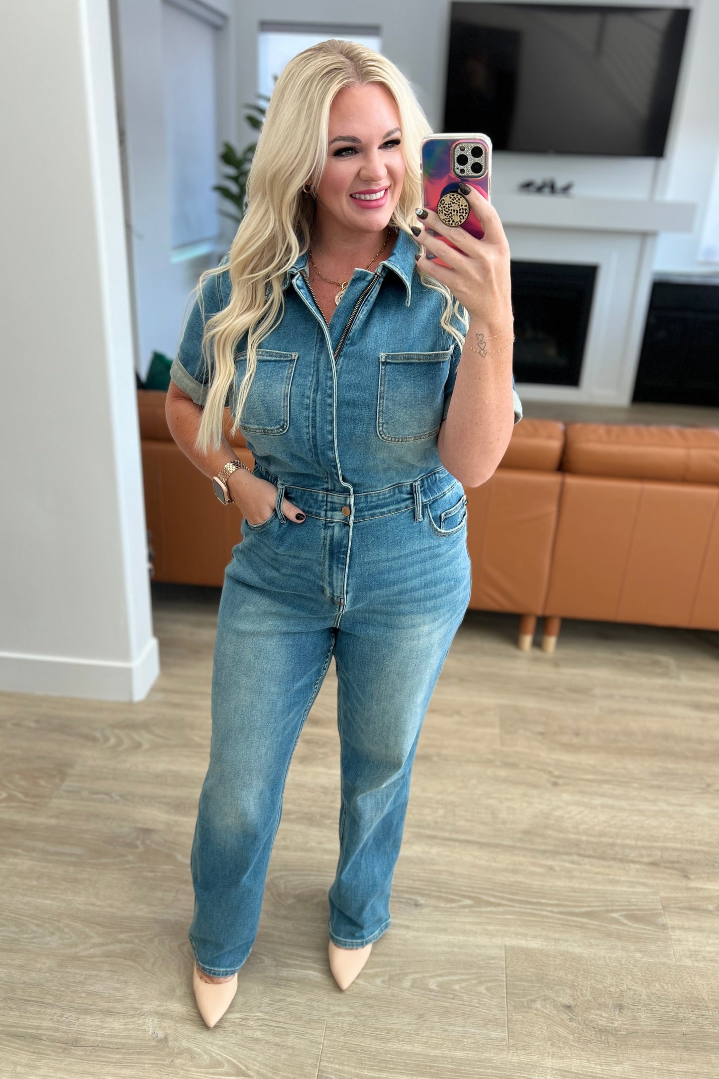 JUDY BLUE -  Short Sleeve Denim Jumpsuit