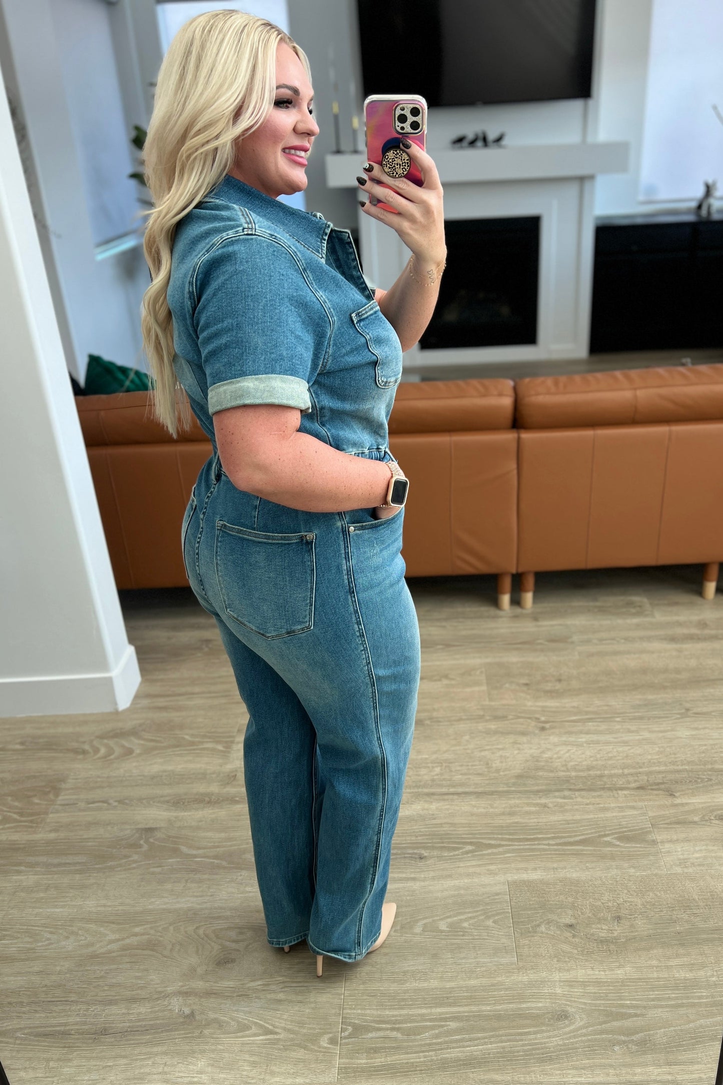 JUDY BLUE -  Short Sleeve Denim Jumpsuit