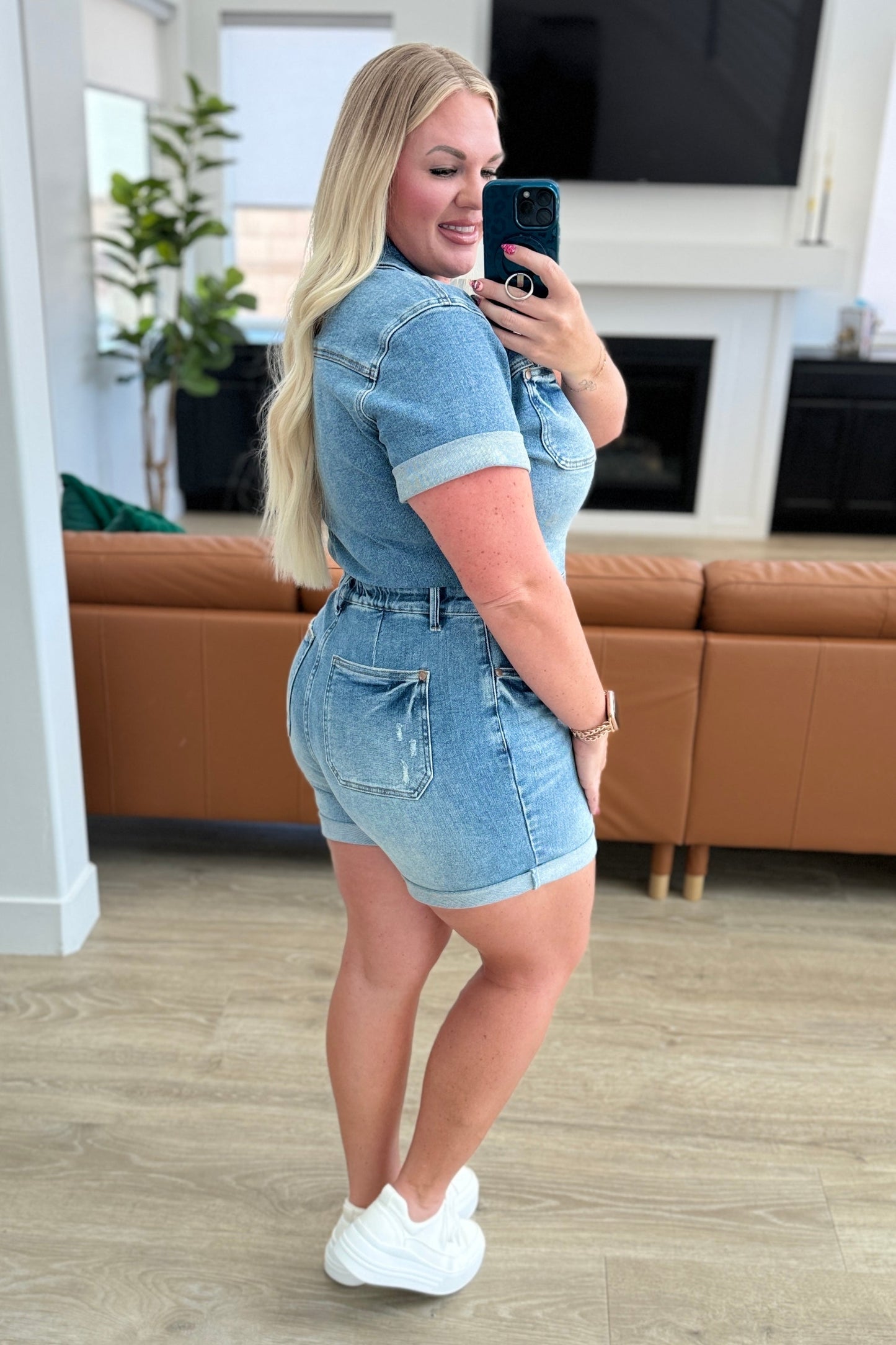 JUDY BLUE High Rise Short Sleeve Romper