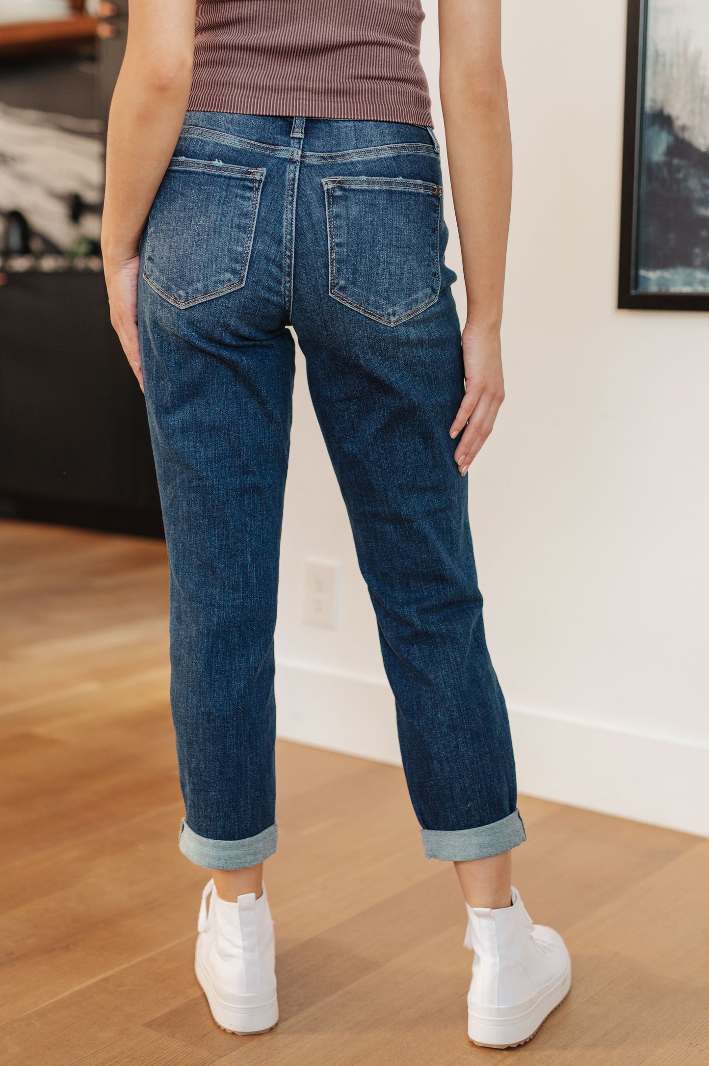 JUDY BLUE Midrise Cuffed Boyfriend Jeans