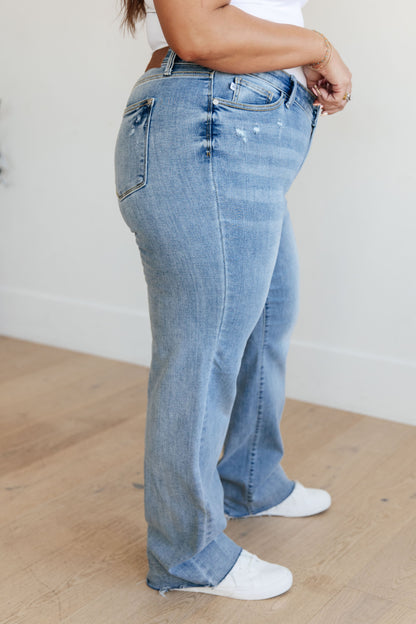 JUDY BLUE V Front Waistband Straight Jeans