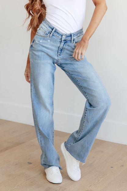 JUDY BLUE V Front Waistband Straight Jeans