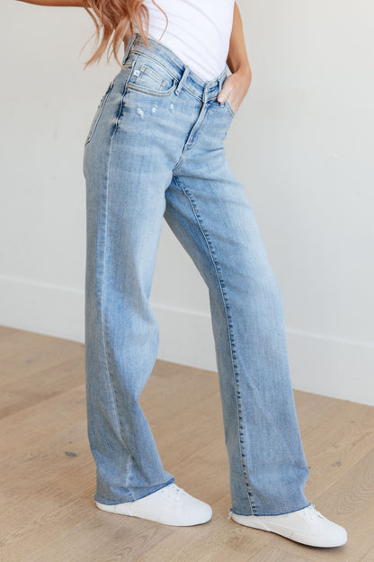 JUDY BLUE V Front Waistband Straight Jeans