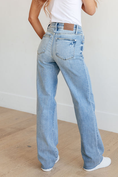 JUDY BLUE V Front Waistband Straight Jeans