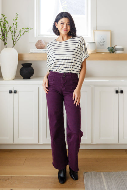 MICA -  High Rise Wide Leg Jeans in Plum