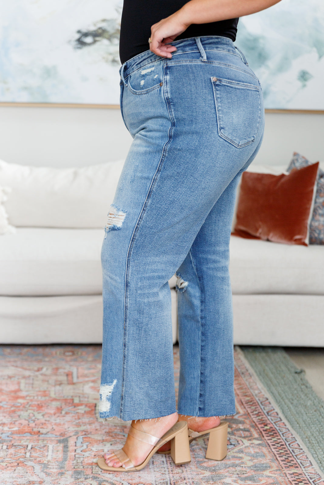 JUDY BLUE Rigid Magic Destroy Slim Straight Jeans