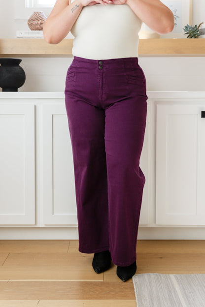 MICA -  High Rise Wide Leg Jeans in Plum